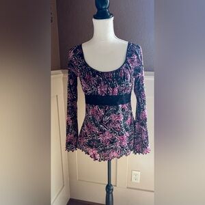 Vintage Self Esteem Pink and Black  butterfly Blouse